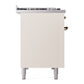 ILVE Nostalgie II 48-Inch Dual Fuel Range with 8 Sealed Burners + Griddle, 5.02 cu. ft. Oven, Antique White with Burnished Trim, Natural Gas, Triple Glass Door, UP48FNMPAWB