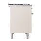 ILVE Nostalgie II 48-Inch Dual Fuel Range with 8 Sealed Burners + Griddle, 5.02 cu. ft. Oven, Antique White with Chrome Trim, Liquid Propane, Triple Glass Door, UP48FNMPAWCLP