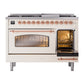 ILVE Nostalgie II 48-Inch Dual Fuel Range with 8 Sealed Burners + Griddle, 5.02 cu. ft. Oven, Antique White with Copper Trim, Liquid Propane, Triple Glass Door, UP48FNMPAWPLP