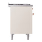 ILVE Nostalgie II 48-Inch Dual Fuel Range with 8 Sealed Burners + Griddle, 5.02 cu. ft. Oven, Antique White with Copper Trim, Liquid Propane, Triple Glass Door, UP48FNMPAWPLP