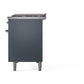 ILVE Nostalgie II 48-Inch Dual Fuel Range with 8 Sealed Burners + Griddle, 5.02 cu. ft. Oven, Blue Grey with Chrome Trim, Liquid Propane, Triple Glass Door, UP48FNMPBGCLP