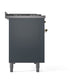 ILVE Nostalgie II 48-Inch Dual Fuel Range with 8 Sealed Burners + Griddle, 5.02 cu. ft. Oven, Blue Grey with Brass Trim, Liquid Propane, Triple Glass Door, UP48FNMPBGGLP