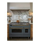 ILVE Nostalgie II 48-Inch Dual Fuel Range with 8 Sealed Burners + Griddle, 5.02 cu. ft. Oven, Blue Grey with Brass Trim, Natural Gas, Triple Glass Door, UP48FNMPBGG