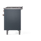 ILVE Nostalgie II 48-Inch Dual Fuel Range with 8 Sealed Burners + Griddle, 5.02 cu. ft. Oven, Blue Grey with Copper Trim, Liquid Propane, Triple Glass Door, UP48FNMPBGPLP