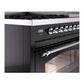 ILVE Nostalgie II 48-Inch Dual Fuel Range with 8 Sealed Burners + Griddle, 5.02 cu. ft. Oven, Glossy Black with Chrome Trim, Natural Gas, Triple Glass Door, UP48FNMPBKC