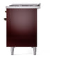 ILVE Nostalgie II 48-Inch Dual Fuel Range with 8 Sealed Burners + Griddle, 5.02 cu. ft. Oven, Burgundy with Burnished Trim, Liquid Propane, Triple Glass Door, UP48FNMPBUBLP