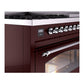 ILVE Nostalgie II 48-Inch Dual Fuel Range with 8 Sealed Burners + Griddle, 5.02 cu. ft. Oven, Burgundy with Chrome Trim, Liquid Propane, Triple Glass Door, UP48FNMPBUCLP