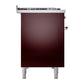 ILVE Nostalgie II 48-Inch Dual Fuel Range with 8 Sealed Burners + Griddle, 5.02 cu. ft. Oven, Burgundy with Copper Trim, Liquid Propane, Triple Glass Door, UP48FNMPBUPLP