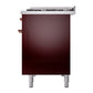 ILVE Nostalgie II 48-Inch Dual Fuel Range with 8 Sealed Burners + Griddle, 5.02 cu. ft. Oven, Burgundy with Copper Trim, Liquid Propane, Triple Glass Door, UP48FNMPBUPLP