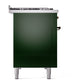 ILVE Nostalgie II 48-Inch Dual Fuel Range with 8 Sealed Burners + Griddle, 5.02 cu. ft. Oven, Emerald Green with Burnished Trim, Liquid Propane, Triple Glass Door, UP48FNMPEGBLP