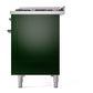 ILVE Nostalgie II 48-Inch Dual Fuel Range with 8 Sealed Burners + Griddle, 5.02 cu. ft. Oven, Emerald Green with Chrome Trim, Natural Gas, Triple Glass Door, UP48FNMPEGC