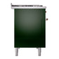 ILVE Nostalgie II 48-Inch Dual Fuel Range with 8 Sealed Burners + Griddle, 5.02 cu. ft. Oven, Emerald Green with Copper Trim, Liquid Propane, Triple Glass Door, UP48FNMPEGPLP