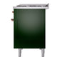ILVE Nostalgie II 48-Inch Dual Fuel Range with 8 Sealed Burners + Griddle, 5.02 cu. ft. Oven, Emerald Green with Copper Trim, Liquid Propane, Triple Glass Door, UP48FNMPEGPLP