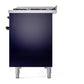 ILVE Nostalgie II 48-Inch Dual Fuel Range with 8 Sealed Burners + Griddle, 5.02 cu. ft. Oven, Midnight Blue with Burnished Trim, Liquid Propane, Triple Glass Door, UP48FNMPMBBLP