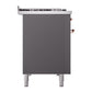 ILVE Nostalgie II 48-Inch Dual Fuel Range with 8 Sealed Burners + Griddle, 5.02 cu. ft. Oven, Graphite Matte with Copper Trim, Natural Gas, Triple Glass Door, UP48FNMPMGP