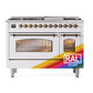 ILVE Nostalgie II 48-Inch Dual Fuel Range with 8 Sealed Burners + Griddle, 5.02 cu. ft. Oven, RAL with Burnished Trim, Natural Gas, Triple Glass Door, UP48FNMPRAB
