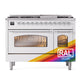 ILVE Nostalgie II 48-Inch Dual Fuel Range with 8 Sealed Burners + Griddle, 5.02 cu. ft. Oven, RAL with Chrome Trim, Natural Gas, Triple Glass Door, UP48FNMPRAC