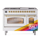ILVE Nostalgie II 48-Inch Dual Fuel Range with 8 Sealed Burners + Griddle, 5.02 cu. ft. Oven, RAL with Brass Trim, Liquid Propane, Triple Glass Door, UP48FNMPRAGLP