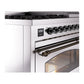 ILVE Nostalgie II 48-Inch Dual Fuel Range with 8 Sealed Burners + Griddle, 5.02 cu. ft. Oven, Stainless Steel with Burnished Trim, Natural Gas, Triple Glass Door, UP48FNMPSSB