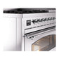 ILVE Nostalgie II 48-Inch Dual Fuel Range with 8 Sealed Burners + Griddle, 5.02 cu. ft. Oven, Stainless Steel with Chrome Trim, Natural Gas, Triple Glass Door, UP48FNMPSSC
