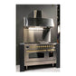 ILVE Nostalgie II 48-Inch Dual Fuel Range with 8 Sealed Burners + Griddle, 5.02 cu. ft. Oven, Stainless Steel with Brass Trim, Liquid Propane, Triple Glass Door, UP48FNMPSSGLP
