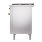 ILVE Nostalgie II 48-Inch Dual Fuel Range with 8 Sealed Burners + Griddle, 5.02 cu. ft. Oven, Stainless Steel with Brass Trim, Liquid Propane, Triple Glass Door, UP48FNMPSSGLP
