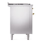 ILVE Nostalgie II 48-Inch Dual Fuel Range with 8 Sealed Burners + Griddle, 5.02 cu. ft. Oven, Stainless Steel with Brass Trim, Natural Gas, Triple Glass Door, UP48FNMPSSG