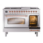 ILVE Nostalgie II 48-Inch Dual Fuel Range with 8 Sealed Burners + Griddle, 5.02 cu. ft. Oven, Stainless Steel with Copper Trim, Liquid Propane, Triple Glass Door, UP48FNMPSSPLP