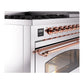 ILVE Nostalgie II 48-Inch Dual Fuel Range with 8 Sealed Burners + Griddle, 5.02 cu. ft. Oven, Stainless Steel with Copper Trim, Liquid Propane, Triple Glass Door, UP48FNMPSSPLP