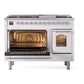 ILVE Nostalgie II 48-Inch Dual Fuel Range with 8 Sealed Burners + Griddle, 5.02 cu. ft. Oven, White with Chrome Trim, Liquid Propane, Triple Glass Door, UP48FNMPWHCLP