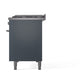 ILVE Professional Plus II 48-Inch Dual Fuel Range with 8 Sealed Burners + Griddle, 5.02 cu. ft. Oven, Blue Grey, Liquid Propane, Solid Door, UP48FQMPBGLP
