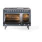 ILVE Professional Plus II 48-Inch Dual Fuel Range with 8 Sealed Burners + Griddle, 5.02 cu. ft. Oven, Blue Grey, Natural Gas, Solid Door, UP48FQMPBG