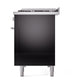 ILVE Professional Plus II 48-Inch Dual Fuel Range with 8 Sealed Burners + Griddle, 5.02 cu. ft. Oven, Glossy Black, Liquid Propane, Solid Door, UP48FQMPBKLP
