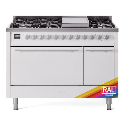 ILVE Professional Plus II 48-Inch Dual Fuel Range with 8 Sealed Burners + Griddle, 5.02 cu. ft. Oven, RAL, Natural Gas, Solid Door, UP48FQMPRA