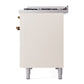 ILVE Nostalgie II 48-Inch Dual Fuel Range with 8 Sealed Burners + Griddle, 5.02 cu. ft. Oven, Antique White with Burnished Trim, Liquid Propane, Solid Door, UP48FQNMPAWBLP