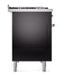 ILVE Nostalgie II 48-Inch Dual Fuel Range with 8 Sealed Burners + Griddle, 5.02 cu. ft. Oven, Glossy Black with Chrome Trim, Liquid Propane, Solid Door, UP48FQNMPBKCLP