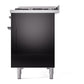 ILVE Nostalgie II 48-Inch Dual Fuel Range with 8 Sealed Burners + Griddle, 5.02 cu. ft. Oven, Glossy Black with Chrome Trim, Liquid Propane, Solid Door, UP48FQNMPBKCLP