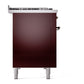 ILVE Nostalgie II 48-Inch Dual Fuel Range with 8 Sealed Burners + Griddle, 5.02 cu. ft. Oven, Burgundy with Burnished Trim, Liquid Propane, Solid Door, UP48FQNMPBUBLP