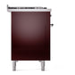 ILVE Nostalgie II 48-Inch Dual Fuel Range with 8 Sealed Burners + Griddle, 5.02 cu. ft. Oven, Burgundy with Chrome Trim, Natural Gas, Solid Door, UP48FQNMPBUC