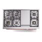 ILVE Nostalgie II 48-Inch Dual Fuel Range with 8 Sealed Burners + Griddle, 5.02 cu. ft. Oven, Burgundy with Copper Trim, Natural Gas, Solid Door, UP48FQNMPBUP