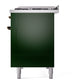 ILVE Nostalgie II 48-Inch Dual Fuel Range with 8 Sealed Burners + Griddle, 5.02 cu. ft. Oven, Emerald Green with Burnished Trim, Liquid Propane, Solid Door, UP48FQNMPEGBLP