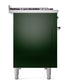 ILVE Nostalgie II 48-Inch Dual Fuel Range with 8 Sealed Burners + Griddle, 5.02 cu. ft. Oven, Emerald Green with Chrome Trim, Natural Gas, Solid Door, UP48FQNMPEGC