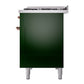 ILVE Nostalgie II 48-Inch Dual Fuel Range with 8 Sealed Burners + Griddle, 5.02 cu. ft. Oven, Emerald Green with Copper Trim, Liquid Propane, Solid Door, UP48FQNMPEGPLP