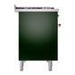 ILVE Nostalgie II 48-Inch Dual Fuel Range with 8 Sealed Burners + Griddle, 5.02 cu. ft. Oven, Emerald Green with Copper Trim, Natural Gas, Solid Door, UP48FQNMPEGP