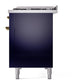 ILVE Nostalgie II 48-Inch Dual Fuel Range with 8 Sealed Burners + Griddle, 5.02 cu. ft. Oven, Midnight Blue with Brass Trim, Natural Gas, Solid Door, UP48FQNMPMBG