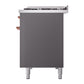ILVE Nostalgie II 48-Inch Dual Fuel Range with 8 Sealed Burners + Griddle, 5.02 cu. ft. Oven, Graphite Matte with Copper Trim, Natural Gas, Solid Door, UP48FQNMPMGP