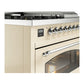 ILVE Nostalgie II 48-Inch Dual Fuel Range with 5 Sealed Burners + Griddle + French Top, 5.02 cu. ft. Oven, Antique White with Chrome Trim, Liquid Propane, Triple Glass Door, UP48FSNMPAWCLP