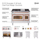 ILVE Nostalgie II 48-Inch Dual Fuel Range with 5 Sealed Burners + Griddle + French Top, 5.02 cu. ft. Oven, Glossy Black with Brass Trim, Liquid Propane, Triple Glass Door, UP48FSNMPBKGLP