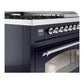 ILVE Nostalgie II 48-Inch Dual Fuel Range with 5 Sealed Burners + Griddle + French Top, 5.02 cu. ft. Oven, Midnight Blue with Chrome Trim, Natural Gas, Triple Glass Door, UP48FSNMPMBC