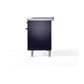 ILVE Nostalgie II 48-Inch Dual Fuel Range with 5 Sealed Burners + Griddle + French Top, 5.02 cu. ft. Oven, Midnight Blue with Copper Trim, Natural Gas, Triple Glass Door, UP48FSNMPMBP